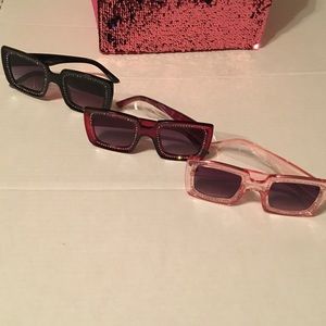 Classy rhinestone square horn rimmed